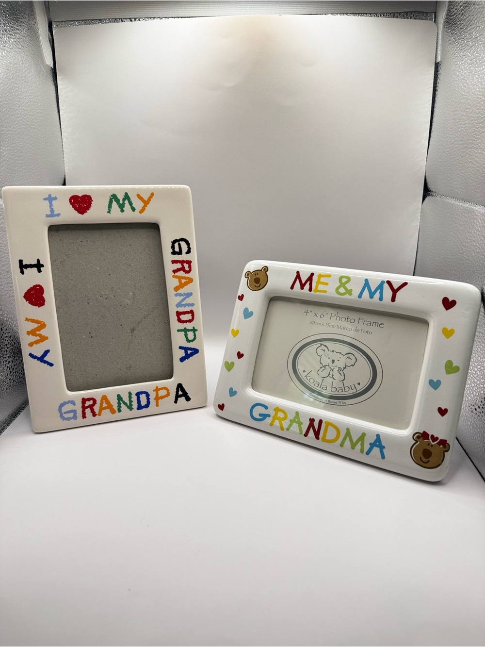Vintage I Love My Grandpa & Me & My Grandma Colorful Ceramic Frames